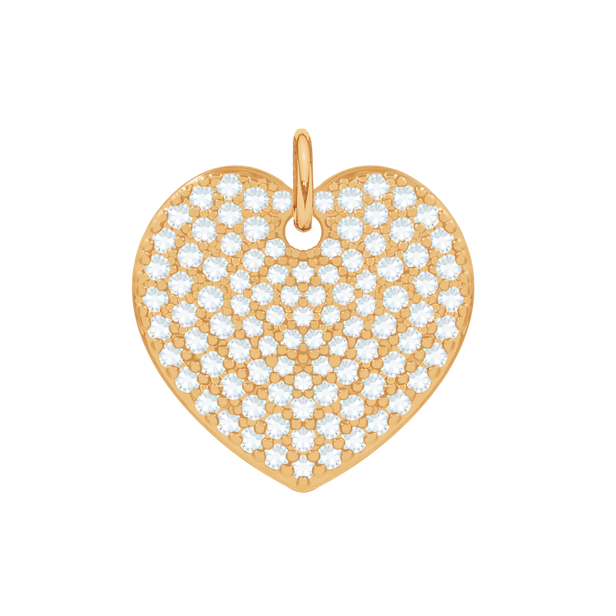 Pendentif Cœur avec zircons blancs 1,5 cm doré à l’or fin