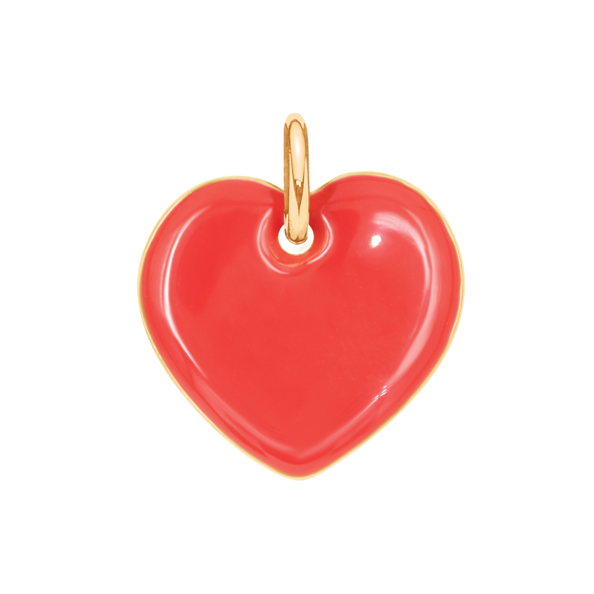 Pendentif Cœur en émail rouge 1,5 cm doré à l’or fin