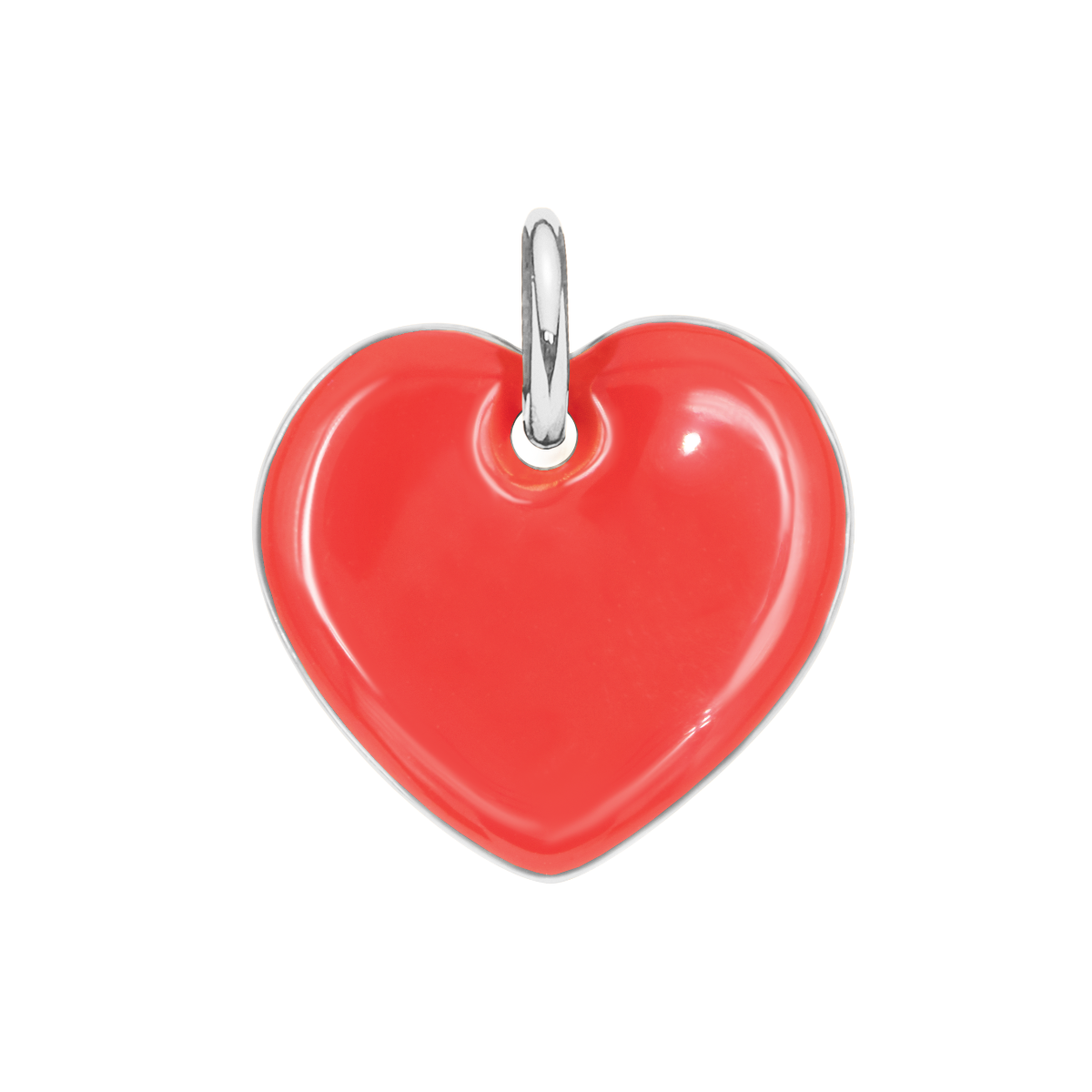 Pendentif Coeur en émail rouge 1,5 cm plaqué argent 