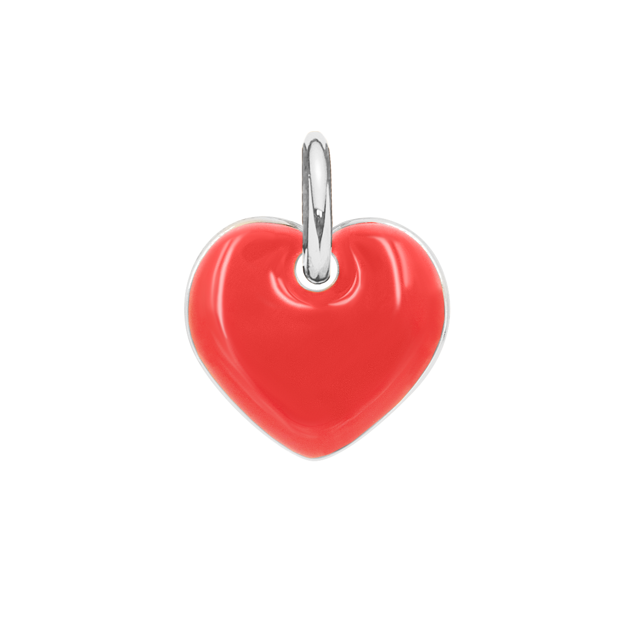 Pendentif Coeur en émail rouge 1 cm plaqué argent 