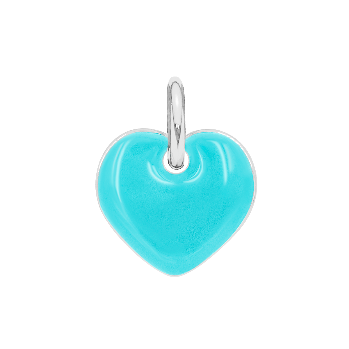 Pendentif Cœur en émail couleur turquoise 1 cm plaqué argent