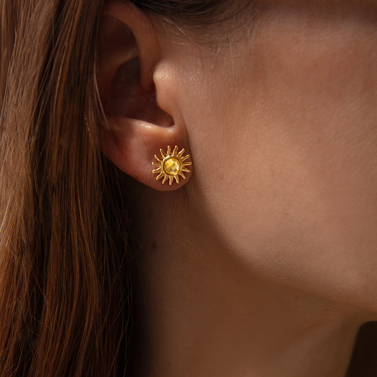 Boucles d'oreilles Soleil doré à l’or fin