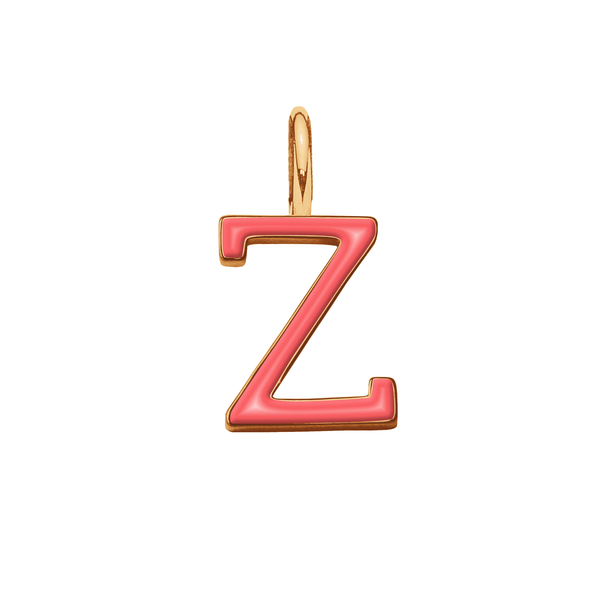 Pendentif lettre Z en émail couleur corail doré à l’or fin