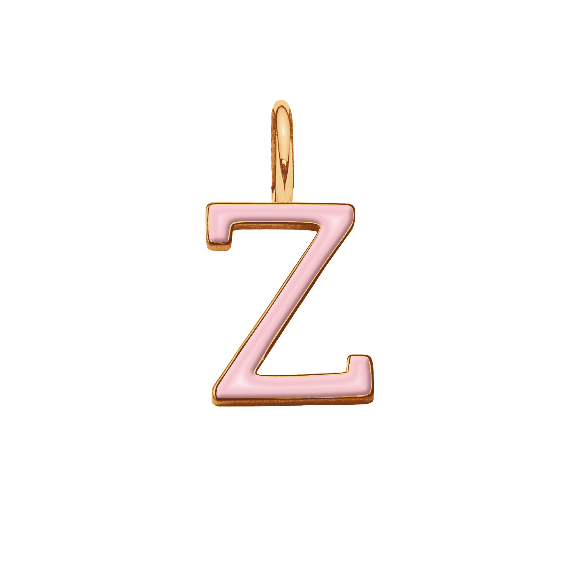 Pendentif lettre Z en émail rose doré à l’or fin