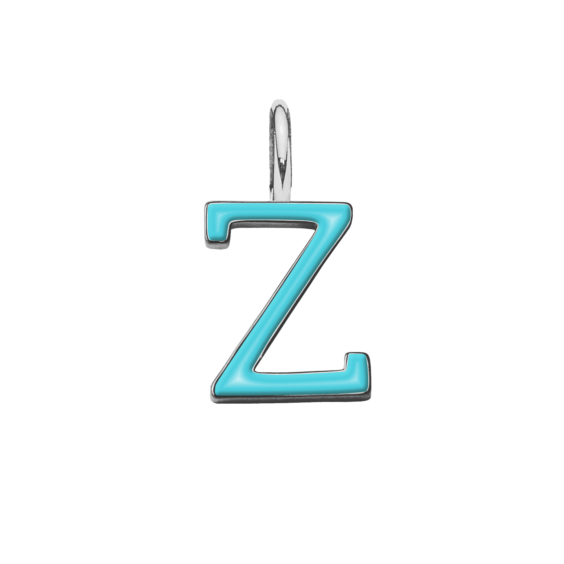 Pendentif lettre Z en émail couleur turquoise plaqué argent