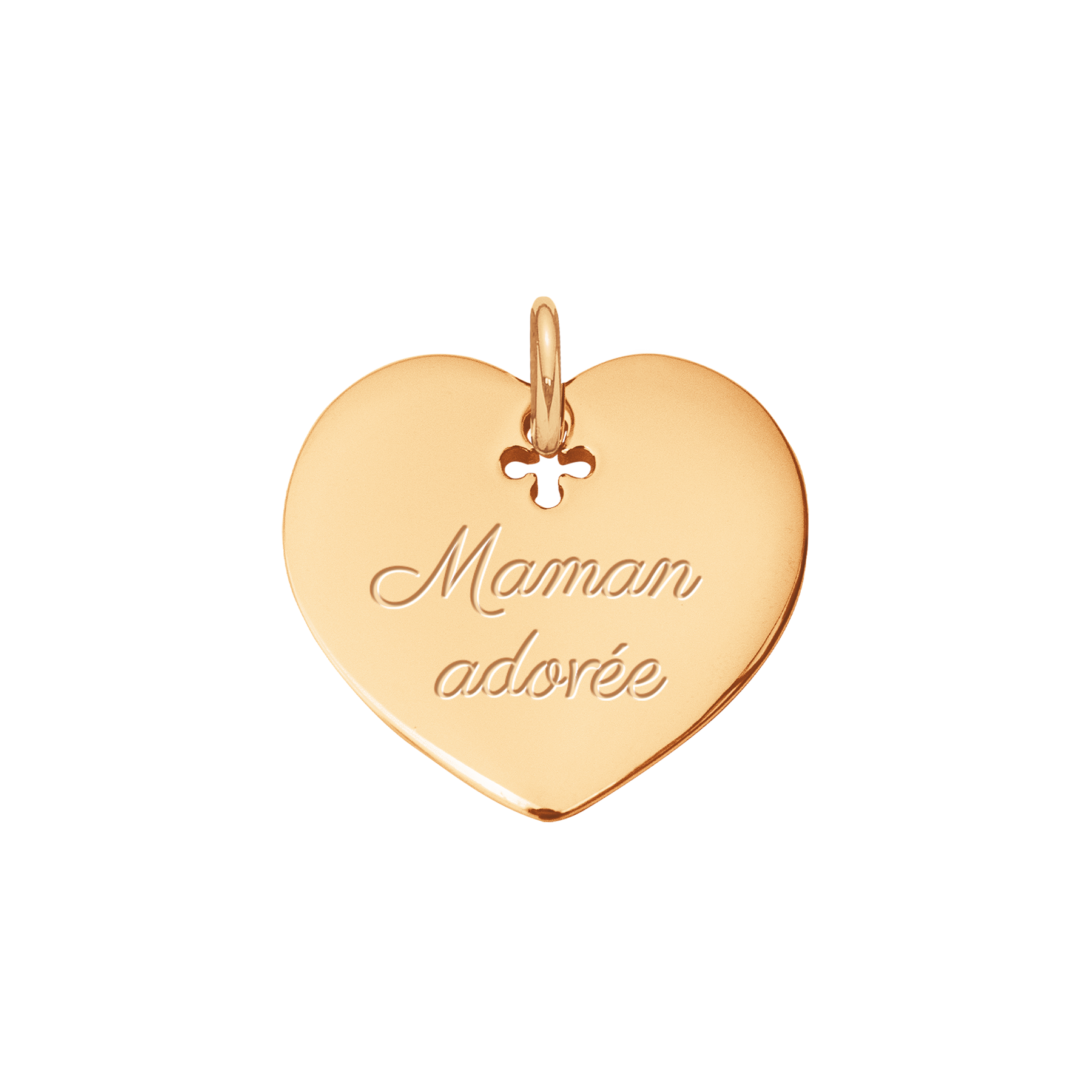 Pendentif coeur 2 cm avec gravure « Maman adorée » doré à l’or fin