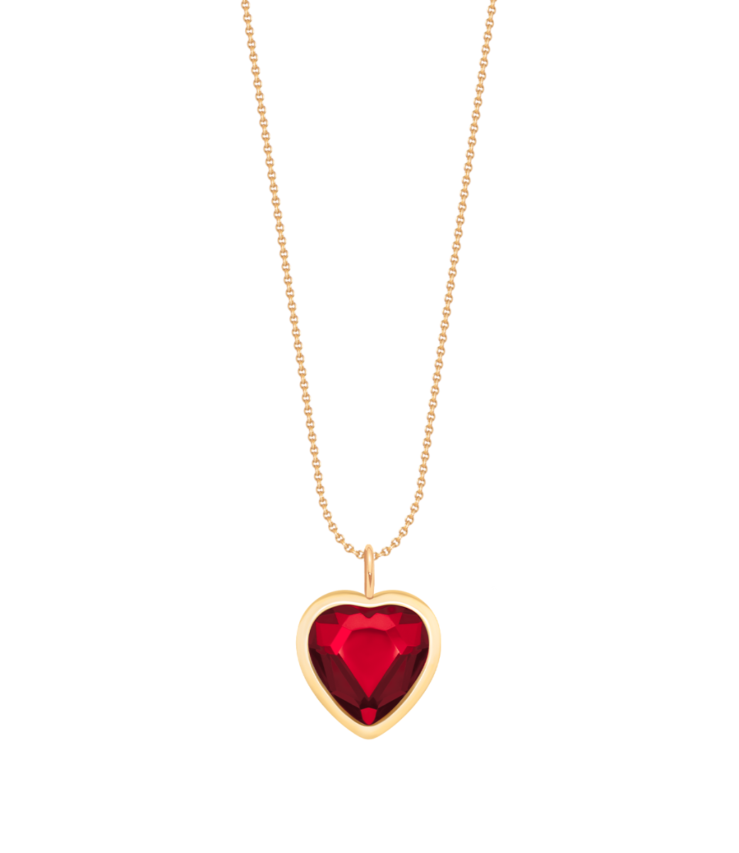 Collier avec pendentif Icons coeur rouge, doré à l’or fin