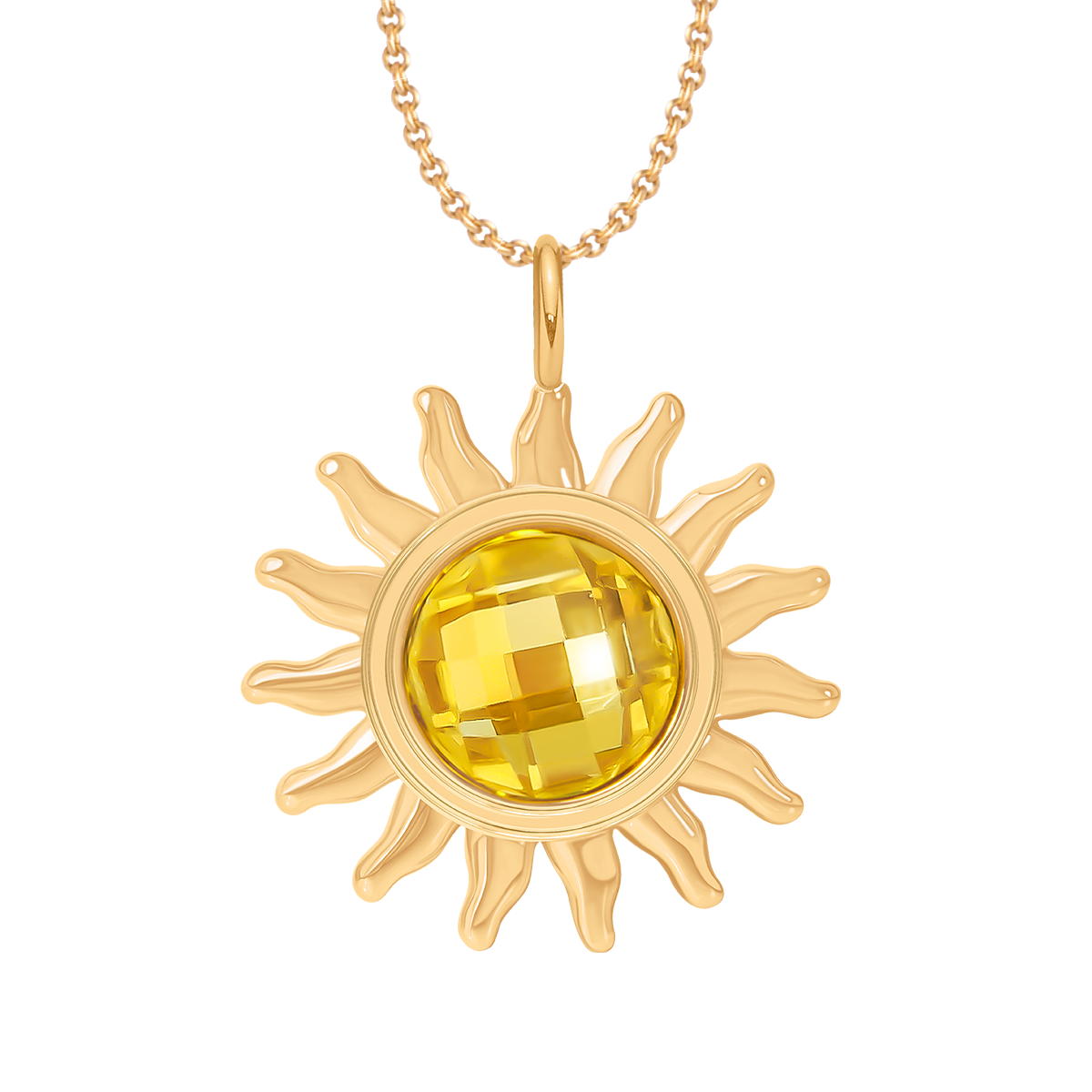 Collier avec pendentif Soleil 2,2 cm doré à l’or fin