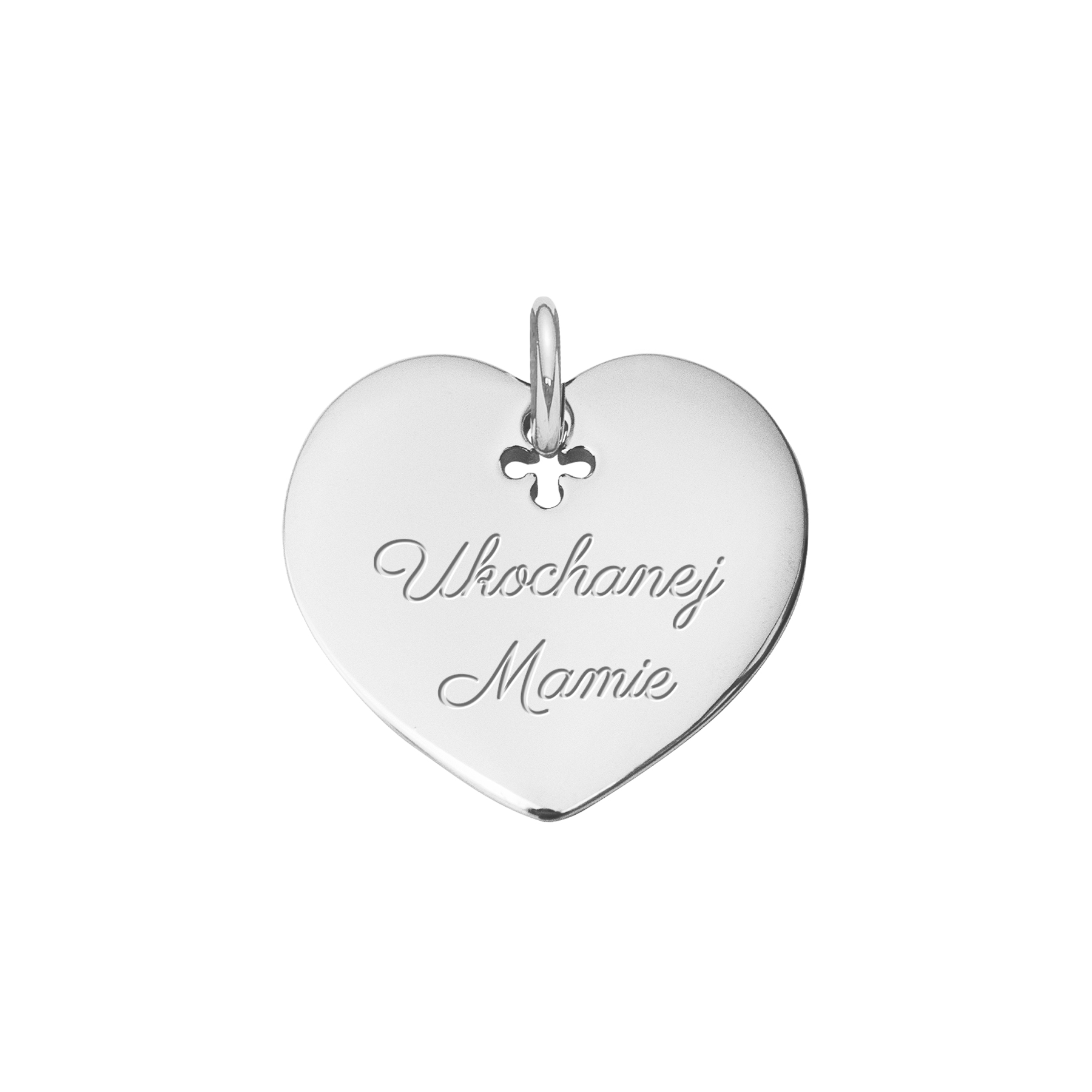 Pendentif coeur 2 cm avec gravure « Maman adorée » en argent