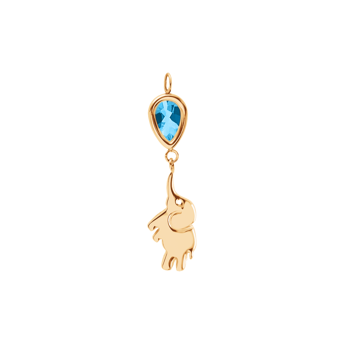 Pendentif Éléphant et pierre spinelle 3 cm doré à l’or fin