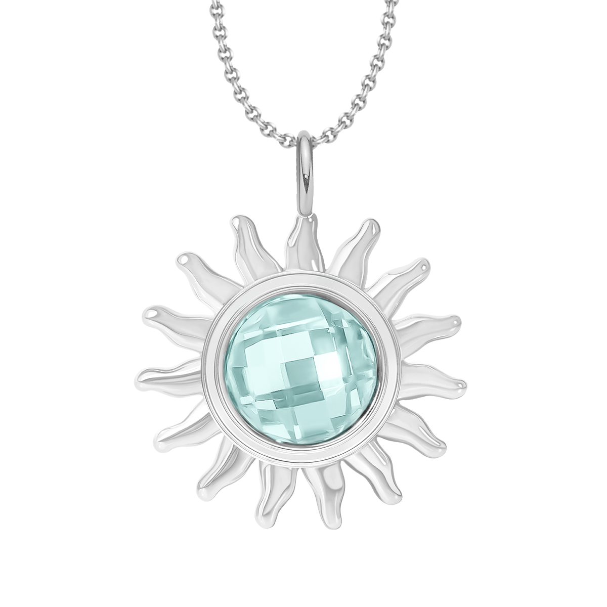 Collier avec pendentif Soleil 2,2 cm plaqué argent