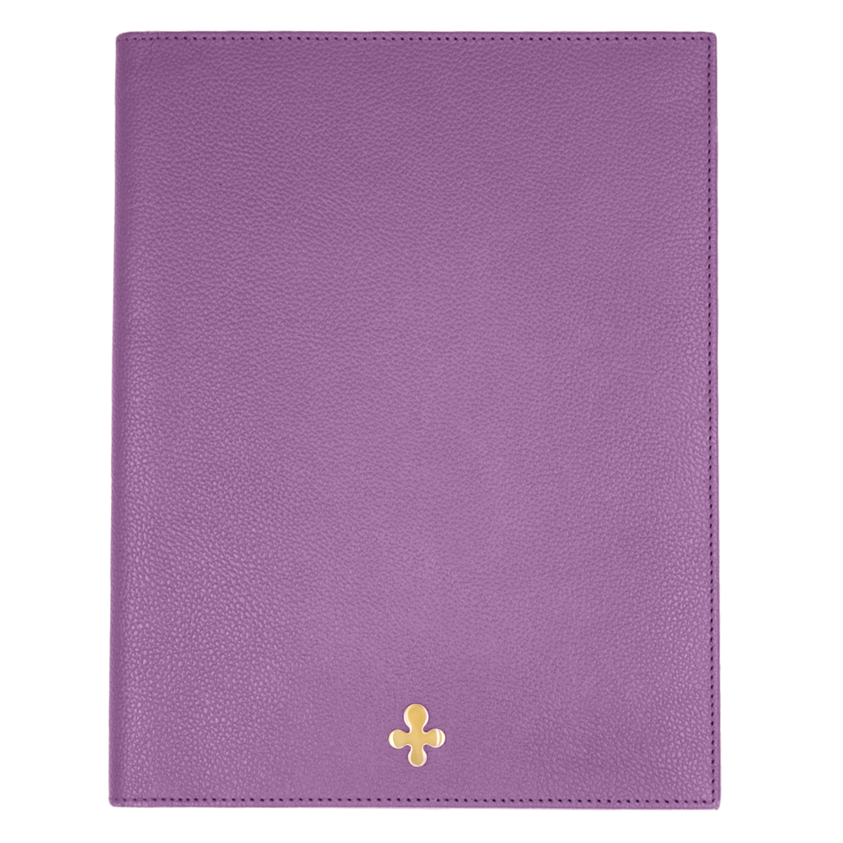 Couverture carnet de notes en cuir violet et trèfle doré